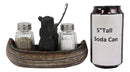 Ebros Rustic 2 Black Bears Fishing In Canoe Boat Salt Pepper Shakers Holder Set