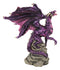 Fantasy Magenta Striped Behemoth Dragon Roaring On Volcanic Rock Mountain Statue