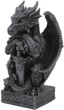 Ebros Gothic Dragon Sentry Gargoyle With Sword Figurine 5.25"H Statue Fantasy