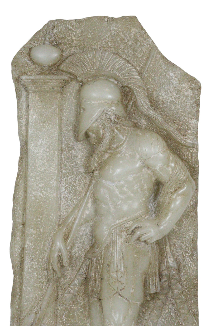 Ancient Greek Sepulchral Warrior Wall Plaque Relief Large Decor Sculpture 15"H