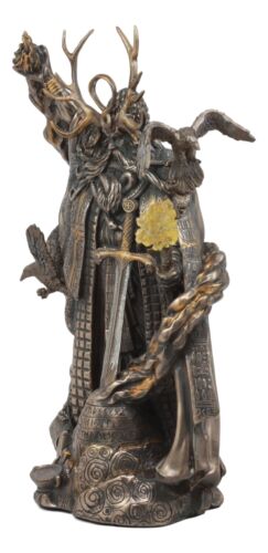Arthurian Legend Wizard Merlin With Excalibur Sword Statue Magic Fire Prophet
