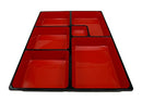 Ebros Gift Japanese 6 Compartments Bento Box Style Lacquered Plastic Serving or Display Platter Tray 11.5" by 9.25"