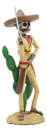 Day Of The Dead Desert Bandit Skeleton Statue El Machete Nopales Cactus Figurine