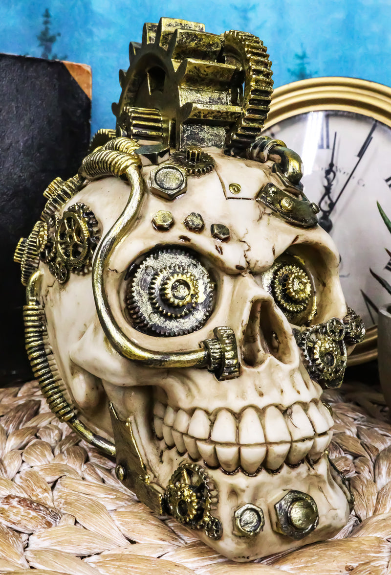 Mad Max Geared Mohawk Steampunk Cyborg Clockwork And Pipes Punk Skull Figurine