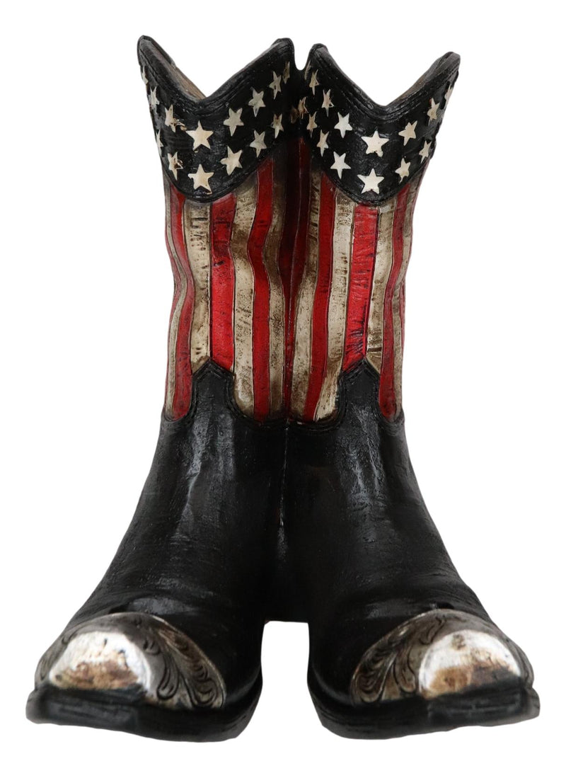Rustic Western USA Flag Cowboy Boot Figurine Cell Phone Book Holder Easel Stand