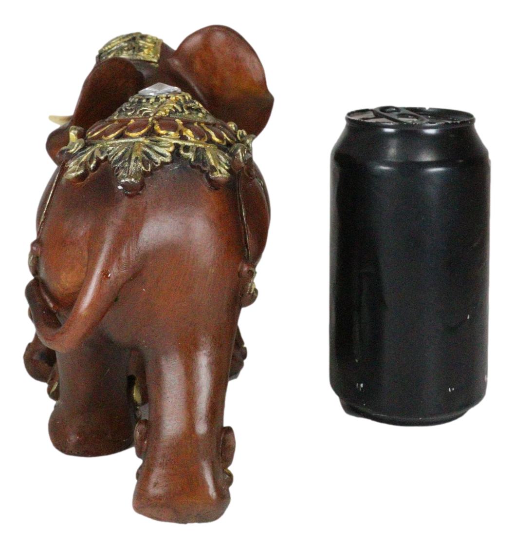 Thai Buddhism Noble Wood Finished Resin Mother Elephant With Calf Figurine Decor - Ebros Gift