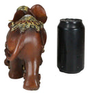 Thai Buddhism Noble Wood Finished Resin Mother Elephant With Calf Figurine Decor