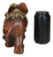 Thai Buddhism Noble Wood Finished Resin Mother Elephant With Calf Figurine Decor