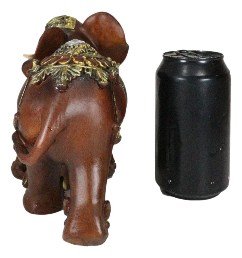 Thai Buddhism Noble Wood Finished Resin Mother Elephant With Calf Figurine Decor