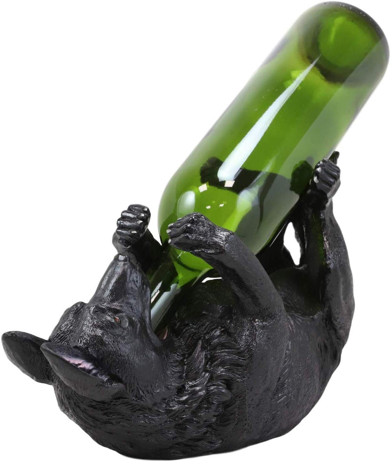 Ebros German Shepherd Dog Wine Bottle Holder Kitchen Decor (Black)