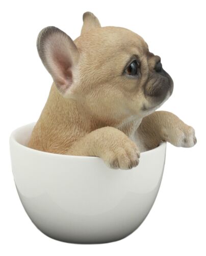 Ebros Realistic French Bulldog Teacup Statue Pet Pal Frenchie Dog Breed Figurine Decor