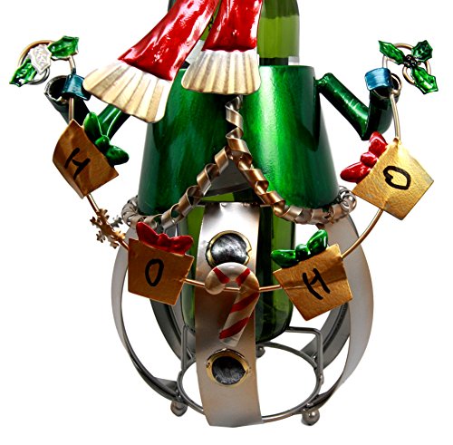 Ebros Christmas Holiday Season Snowman Hand Made Metal Wine Bottle Holder