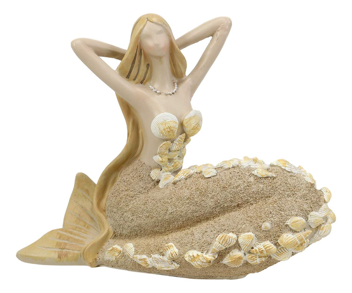 Ebros Nautical Sand Brown Abstract Mermaid With Sea Shell Ornaments Figurine