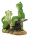 Ebros Summer Fun Cottage Garden Whimsical Frogs Sitting On Seesaw with Ladybug Statue 7.75" Long Collectible for Frog Toad Lovers As Home Decorative