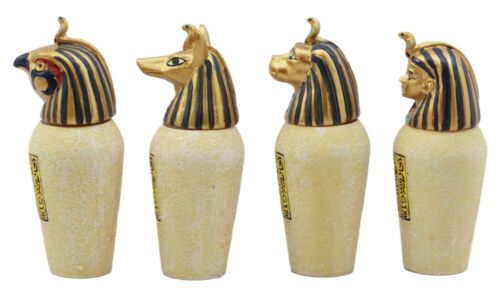 Ebros Gift Ancient Egyptian Four Sons of Horus Canopic Jars Imsety Duamutef Hapi and Qebehsenuef Miniature Figurines