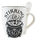 Ebros Wicca Sacred Witch Magick Stirring Up Magic Spells Porcelain Mug And Spoon Set