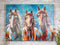 Rustic Country Western Colorful 3 Horses Printed Canvas Picture Wooden Frame 24"X18"