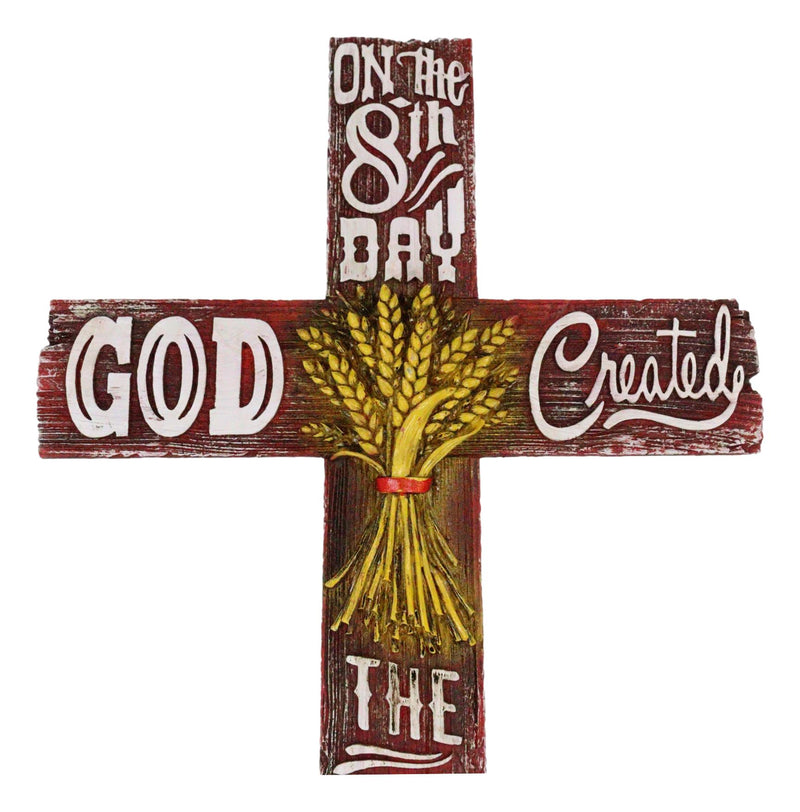 Western On The 8th Day God Created The Farmer With Golden Harvest Wall Cross