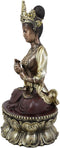 Ebros Qing Dynasty Kuan Yin Buddha Meditating On Golden Lotus Throne Statue 12"H