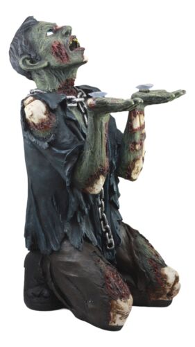 Begging Chained Slave Walking Undead Zombie Side Table With Glass 22.5"H Decor
