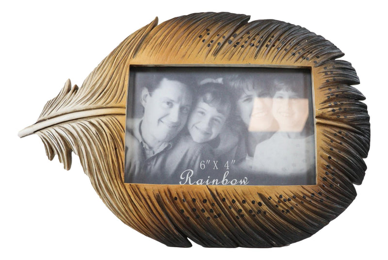 Brown Southwestern Native Indian Butterfly Spotted Feather Picture Frame 4"X6"