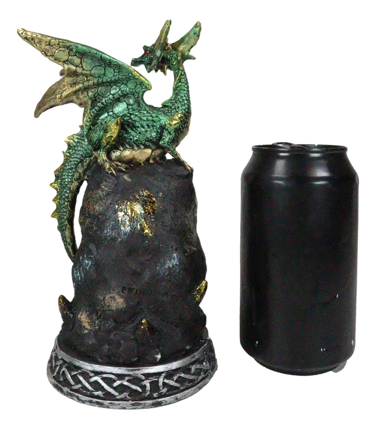 Ebros Green Dragon with LED Light On Crystal Mountain 7.5 Inches Tall Collection