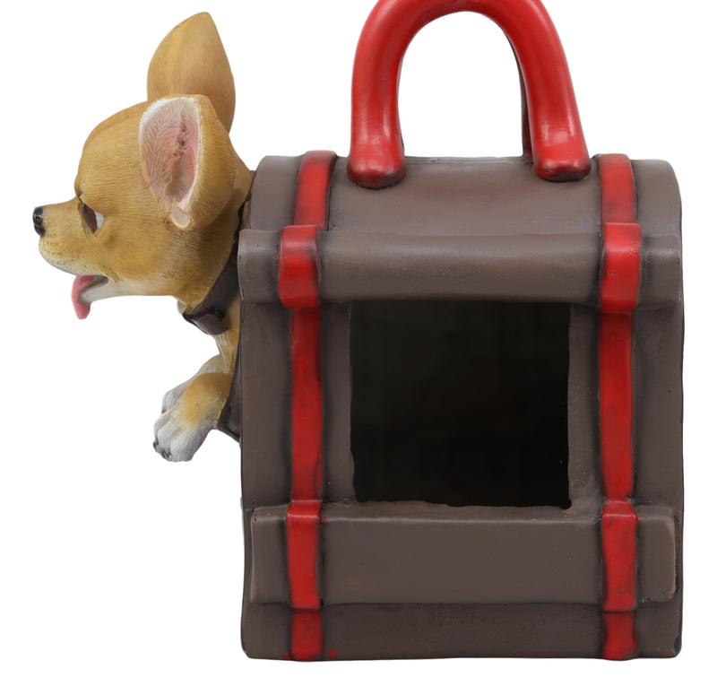 Ebros Gift Cute Teacup Chihuahua In Dog Purse Bird Feeder With Hanging Ropes Decor Figurine