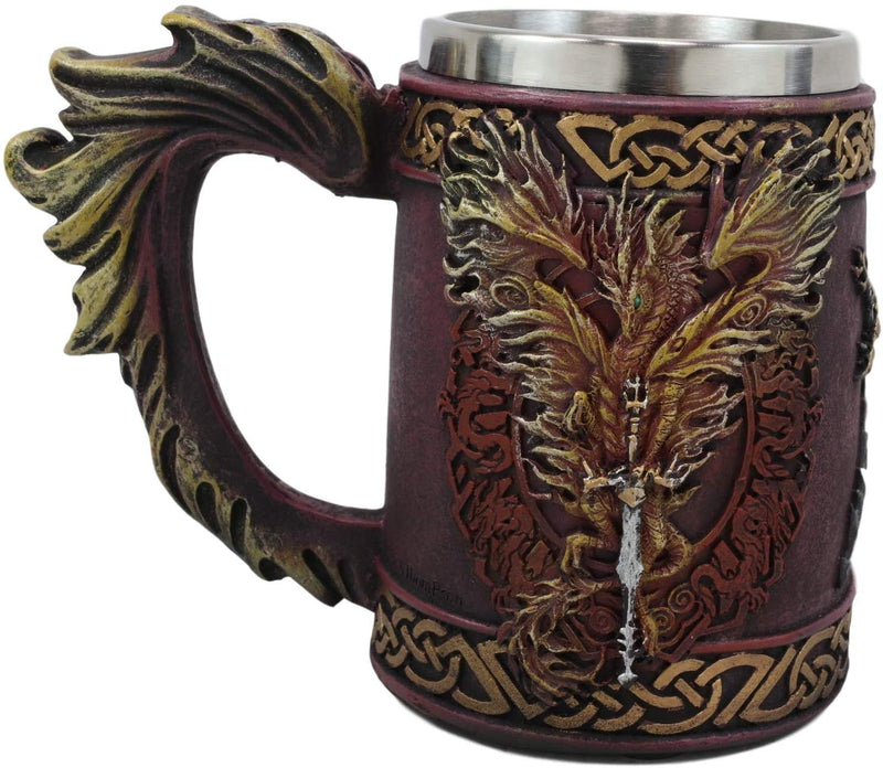 Ebros Ruth Thompson Dragon's Lair Flame Blade Drake 14oz Coffee Mug Tankard
