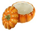 Ebros Pack Of 2 Kitchen Festive Bright Orange Ceramic Pumpkin Soup Dessert Bowl W/ Lid
