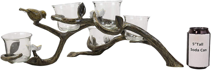 Ebros Aluminum Lovebirds On Branch with Twigs Votive Candelabra Candle Holder