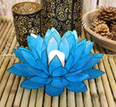 Aqua Blue Capiz Seashells Lotus Flower Votive Tea Light Candle Holder 8.5"D