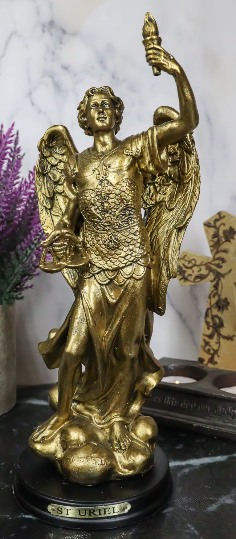 Catholic Saint Uriel The Archangel Statue 8"H Patron of Confirmation And Ecology