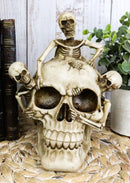 Grinning Jointed Cranium Skull With Triple Threat Skeletons Ossuary Figurine