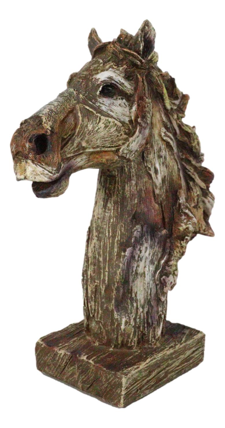 Faux Driftwood Equine Beauty Mustang Horse Head Desktop Plaque Sculpture 8.25"H