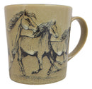 Ebros Rustic Western Wild Running Horses Abstract Art Coffee Tea Drinking Mug