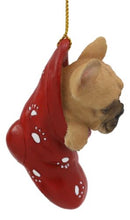 Realistic Frenchie French Bulldog In The Sock Small Hanging Ornament Figurine
