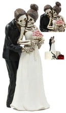 Day Of The Dead Skeleton Bride And Groom Posing For Photo Cake Topper Figurine