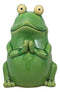 Ebros 11.25" Tall Lilypad Wishes Ceramic Whimsical Meditating Yoga Green Frog Home and Garden Statue Praying Frogs Decorative Sculpture Accent - Ebros Gift