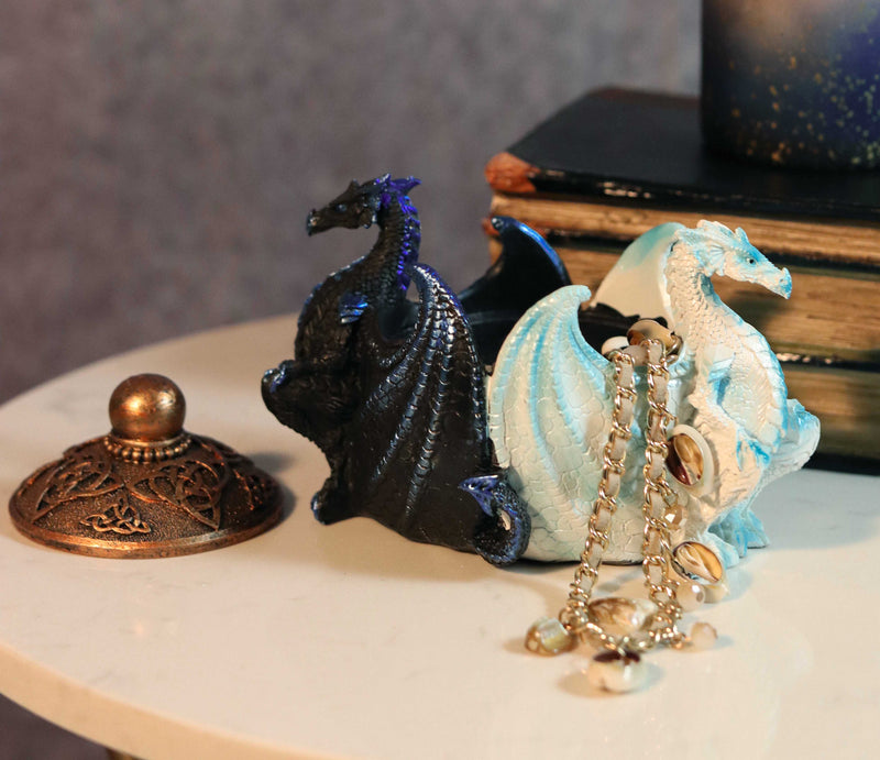 Ebros Gift Night And Day Contrasting Dual Dragons Decorative Trinket Jewelry Box