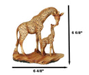 Safari Giraffe Family Statue 6.75"H Faux Wood Resin Giraffe Mother And Calf