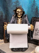 Gothic Necromancy Grim Reaper Skeleton Standing Toilet Paper Holder Figurine