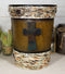 Rustic Western Fleur De Lis Cross With Birchwood Accent Waste Basket Trash Bin