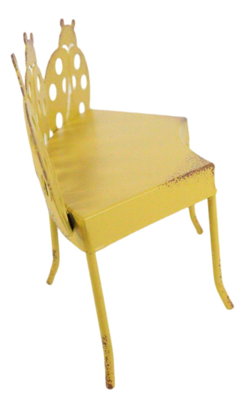 Pack Of 2 Enchanted Fairy Garden Miniature Metal Yellow Ladybug Nook Park Bench