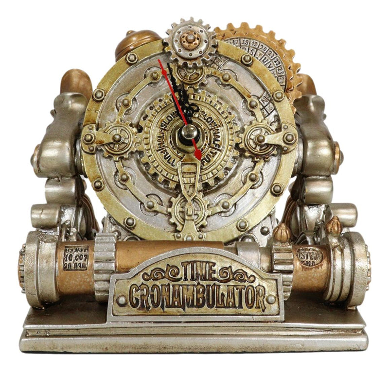 Steampunk Chronambulator Time Warp Machine With Painted Clockwork Desktop Clock