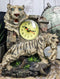 Jungle Rainforest Apex Predator White Tiger And Cub Family Table Clock Figurine