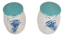 Nautical Blue Sea Jellyfish Splashing Bubbles Ceramic Salt Pepper Shakers Set