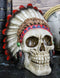 Native American Indian Eagle Chief Skull Statue 5.75"Long Tribal Mohawk Warrior