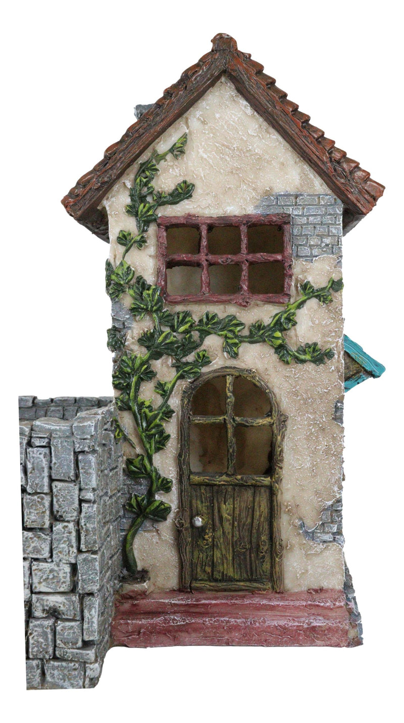 Fairy Garden LED Light Mediterranean Floral Planter Mini House With Grey Stones