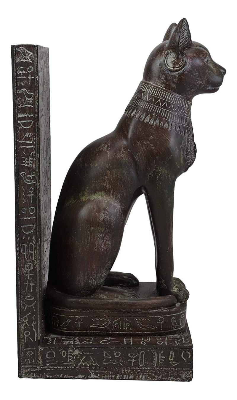 Ebros Egyptian Bastet Bookend Statue Or Hieroglyphic Epitaph Figurine 14" Tall