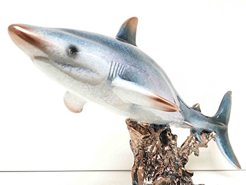 Ebros Gift Large 17"L Ocean Marine Beach Coastal Predator Great White Shark Statue Deep Blue Sea Figurine Home Decor